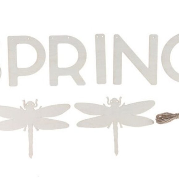 71" Wood Spring & Dragonfly Garland 9pc - Picture 2 of 2